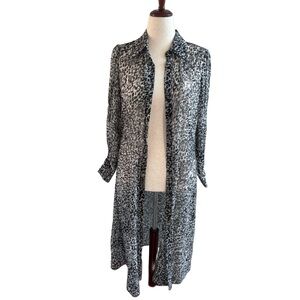 WHBM black and white print shirt dress/duster—size 10